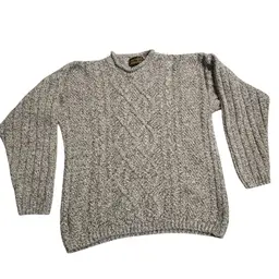 Vintage 90s Eddie Bauer Wool Blend Cable Knit Fishermans Sweater Womens Sz S