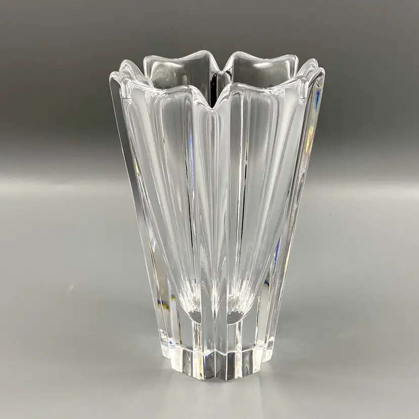 Vintage Orrefors Corona Crystal Vase 5.5"  Swedish