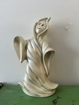 Vintage Ceramic 12" Ghost Statue. Spooky Halloween Decor Decoration. Mid Century