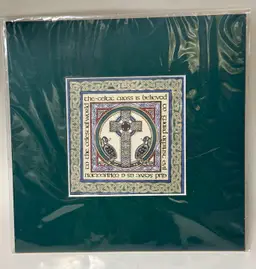 Traditional Irish Celtic Cross Design Framed Matted Print New