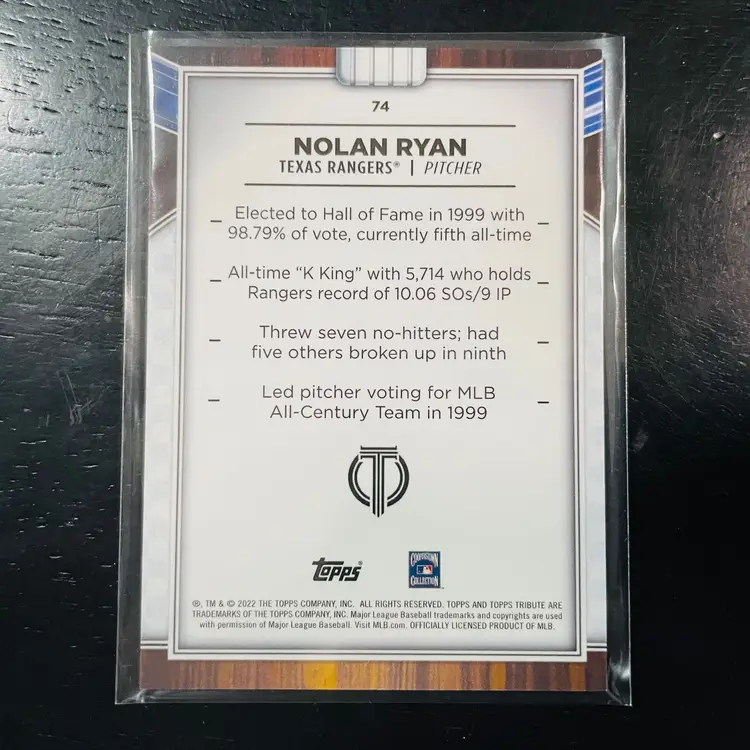 Nolan Ryan 2022 Topps Tribute Green /99 Texas Rangers