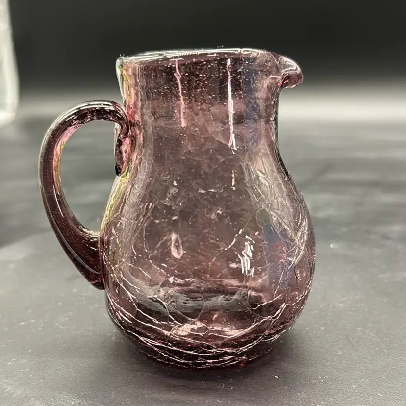 Purple Crackle Glass Pitcher