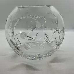 Tiffany & Co. Josef Riedel Snowdrop Etched Clear Crystal Flower Rose Bowl Vase