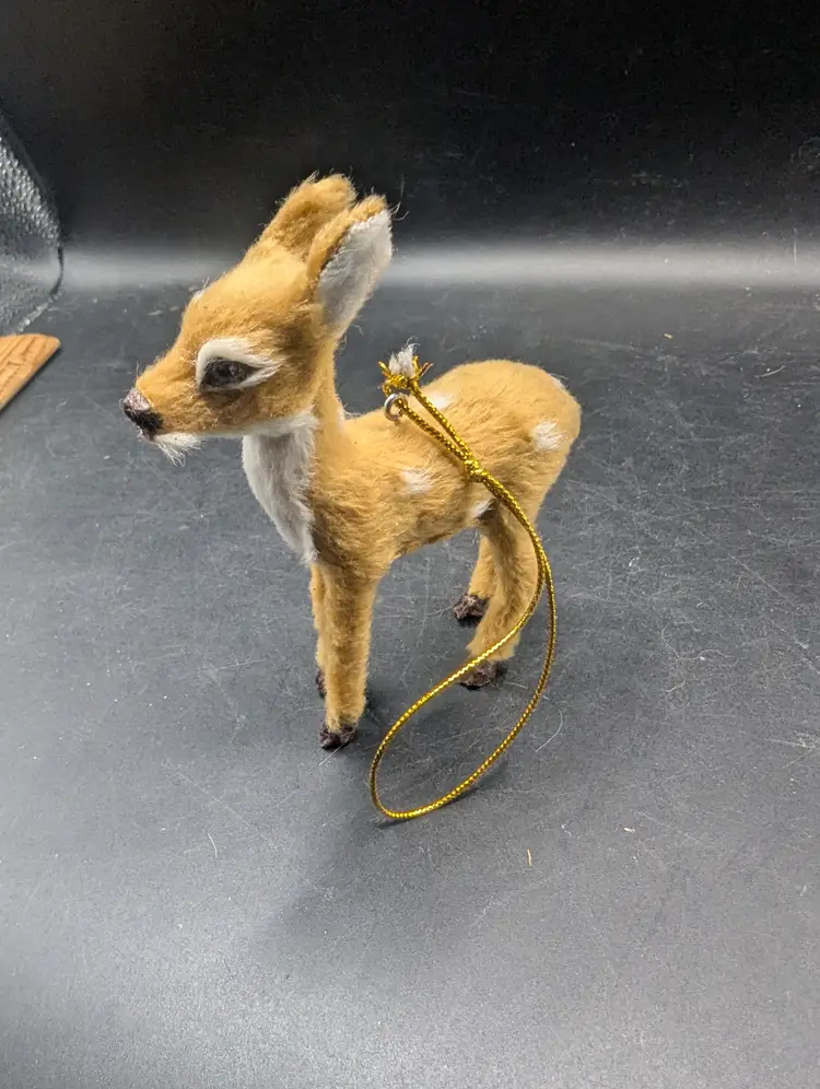 Flocked Fawn Christmas Ornament - Spotted Baby Deer Decoration
