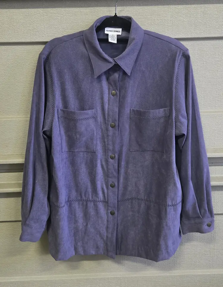 Alfred Dunner Purple Collared Button Up Shirt Size 12