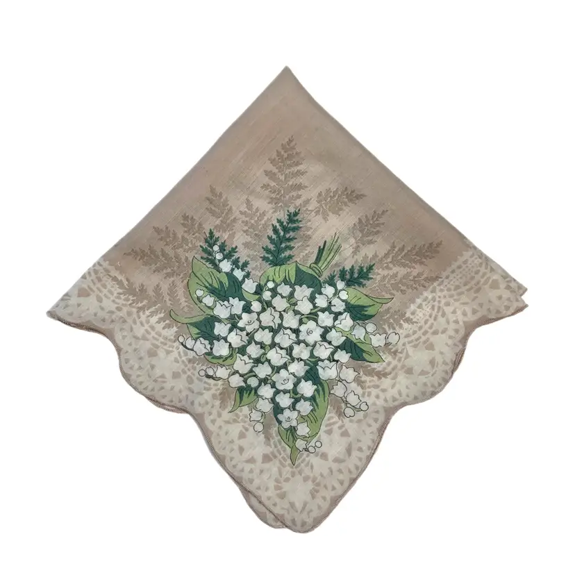 Lilly Valley Bridesmaid Floral Handkerchief Wedding Cottage Core Granny Vintage