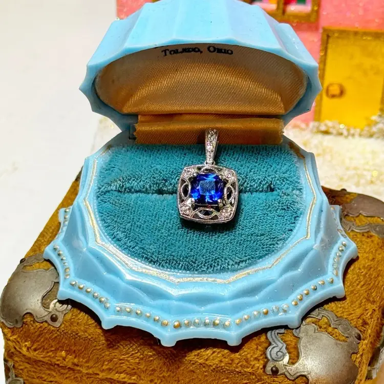 Sterling Silver Blue Sapphire & White Sapphire Pendant
1”