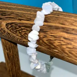 Blue Lace Agate Bracelet 6 1/2” Long Lobster Clasp