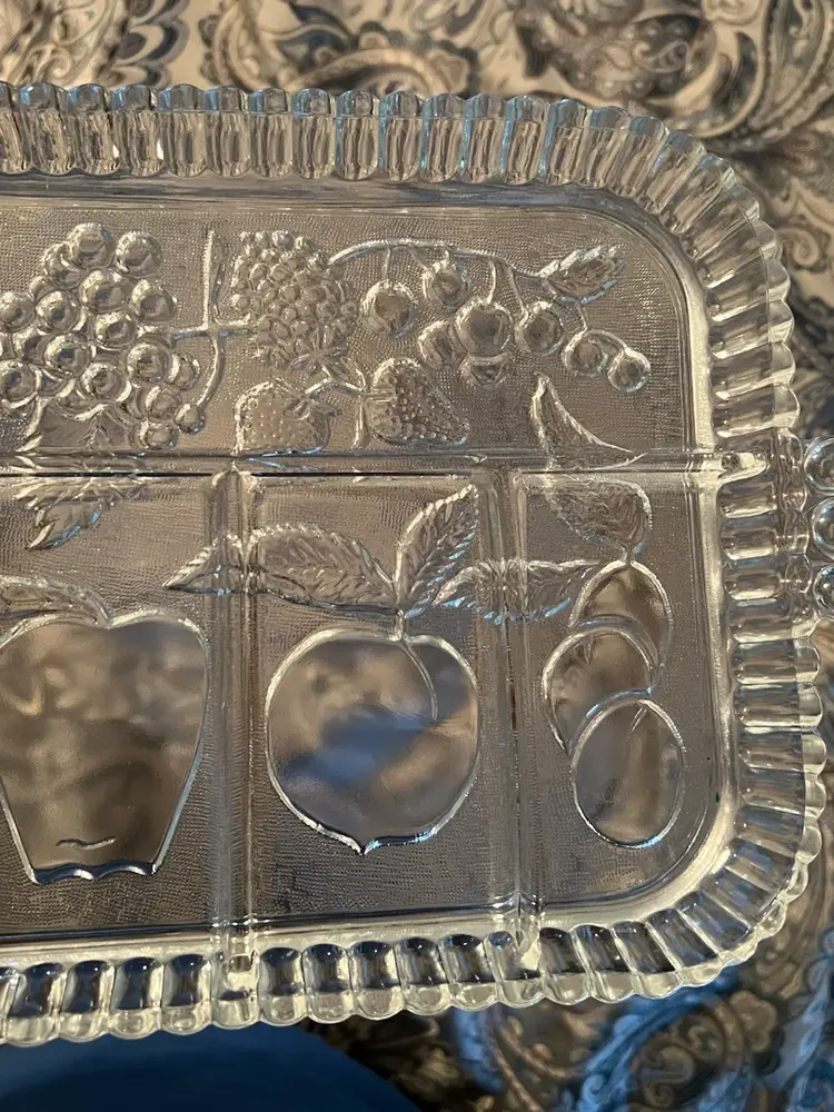 Vintage Indiana Glass Divided 5 Part Serving Relish Tray/Fruit Platter