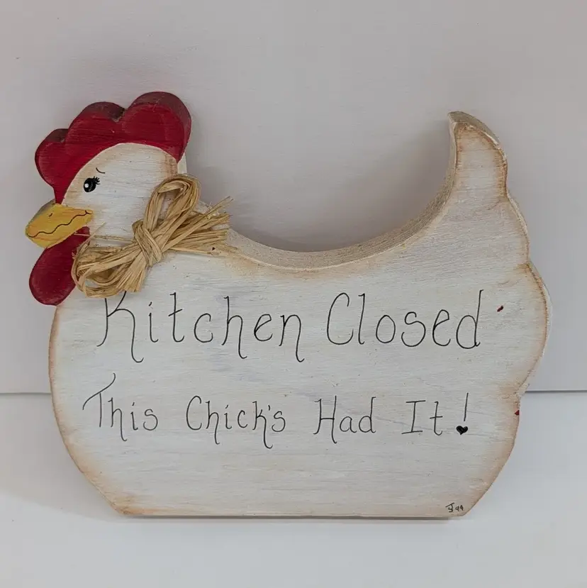 Vintage Chicken Kitchen Farmhouse Wooden Sign Kitchen Closed This Chick's Had It