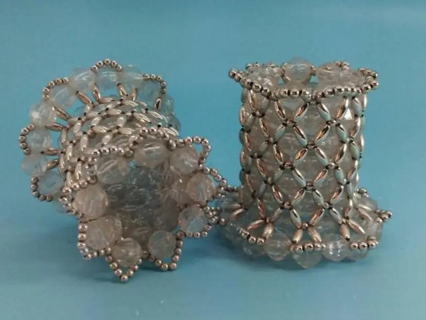 Bead  Candle Holders, Set Of Two