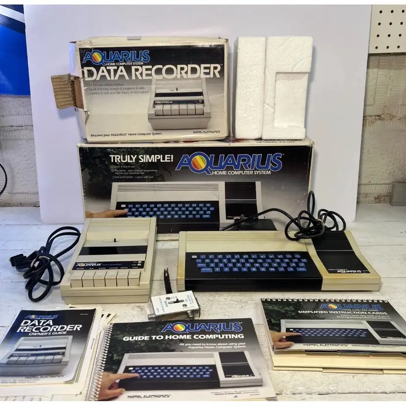 Aquarius Home Computer System & Data Recorder Mattel Electronics Vintage Tested