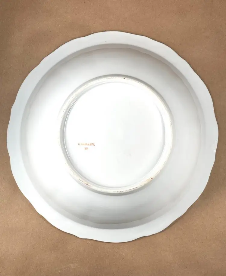 Vintage Shabby Chic Hand Painted German Roses Floral Porcelain Serving Bowl Germany 23