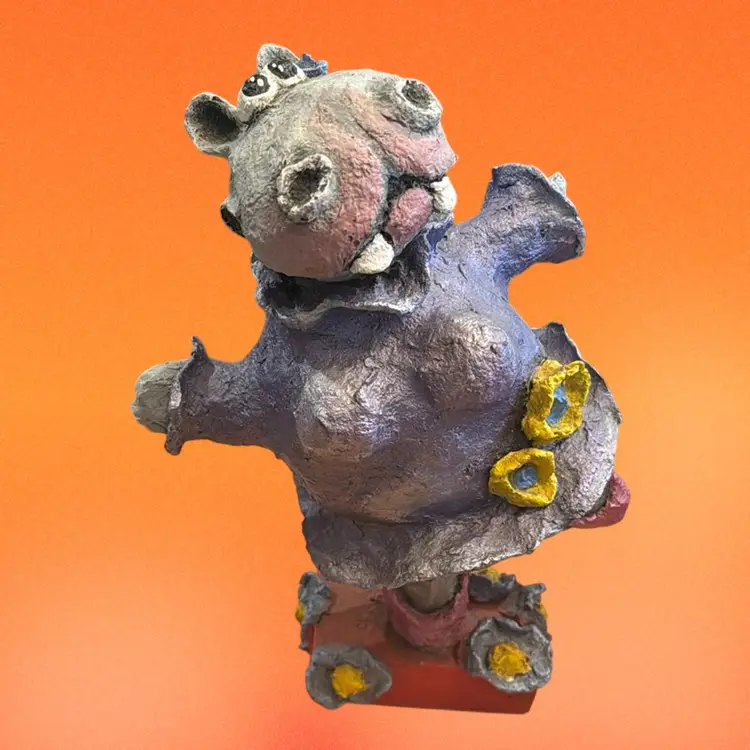 Weirdo Handmade Hippo Ballet Dancing Sculpture  Signed By Artist