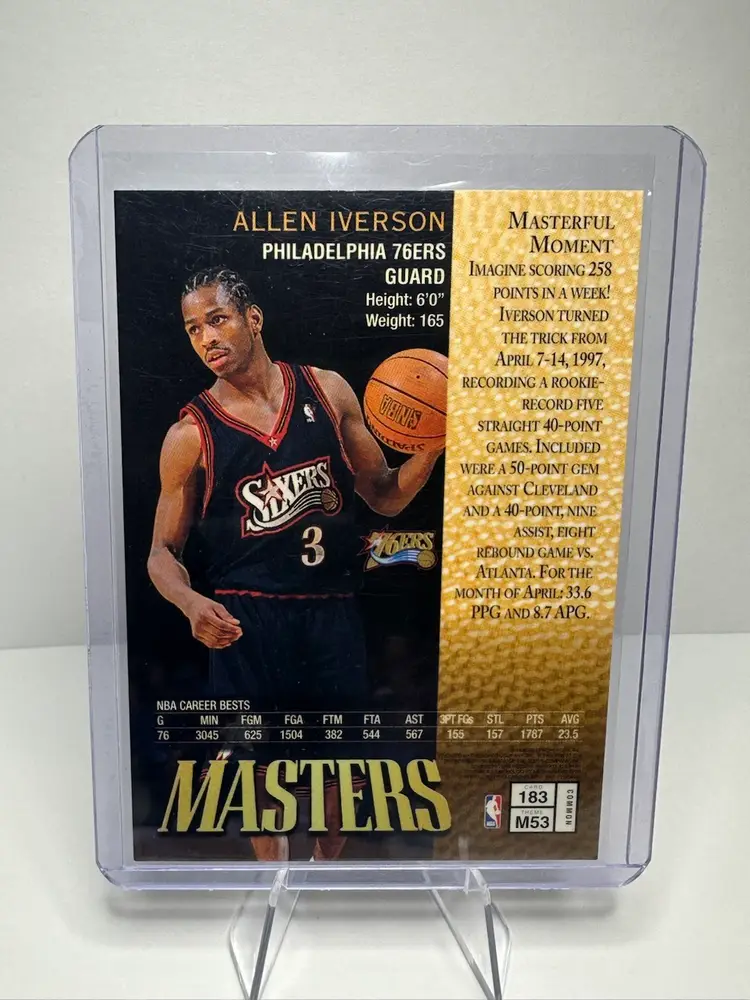1997-98 Topps Finest  ALLEN IVERSON Masters #183 Philadelphia 76ers