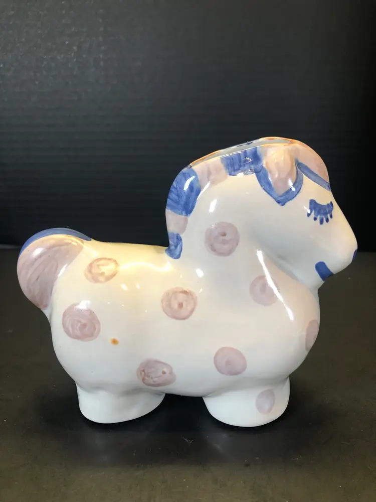 M A Hadley Stoneware PolkaDot Horse Coin Piggy Bank 