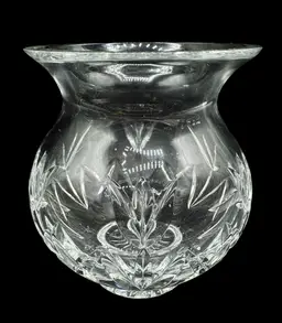 Waterford Crystal Glass Thank You Rose Bowl Vase Tulip Pattern Seahorse 4.5”