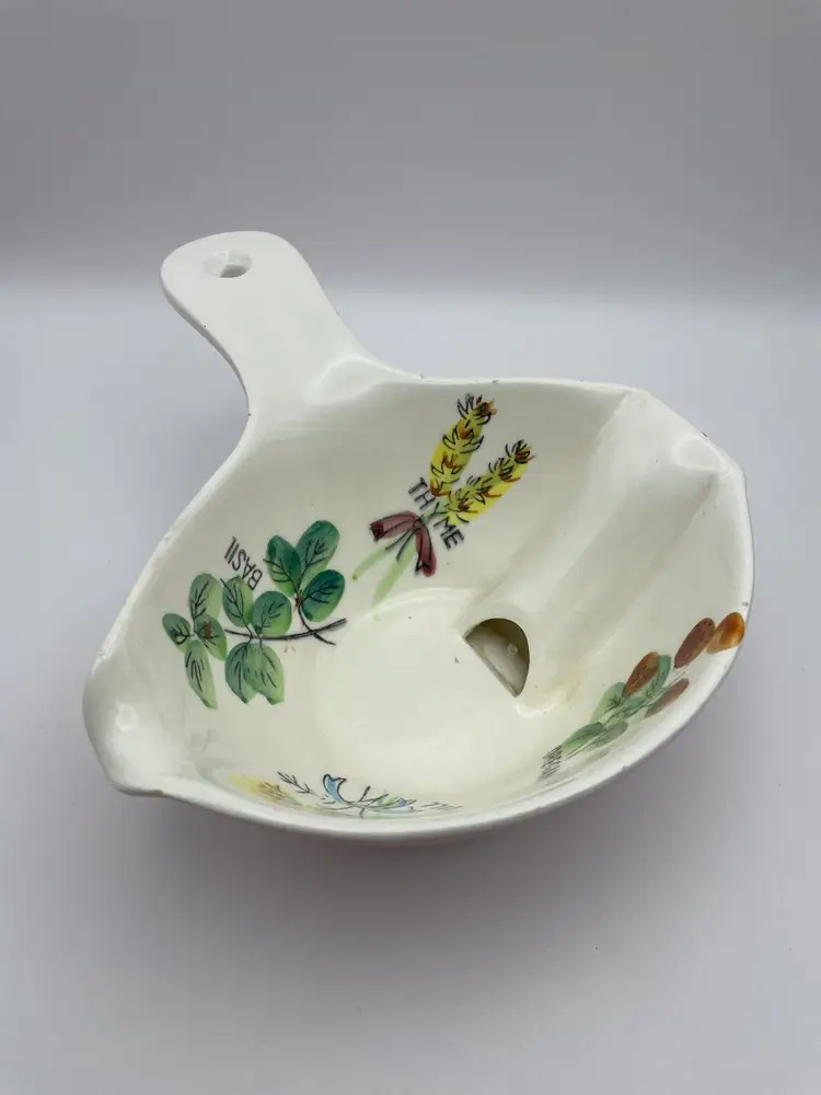 Vintage, Ceramic, Gravy Separator/Boat, Herbs, Pink Base, Our Own Import, Japan