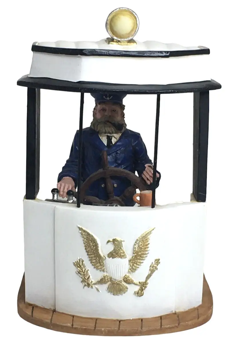 Old Salts Figure In Pilot House 1998 Beachcombers Intl. Nautical 8"
