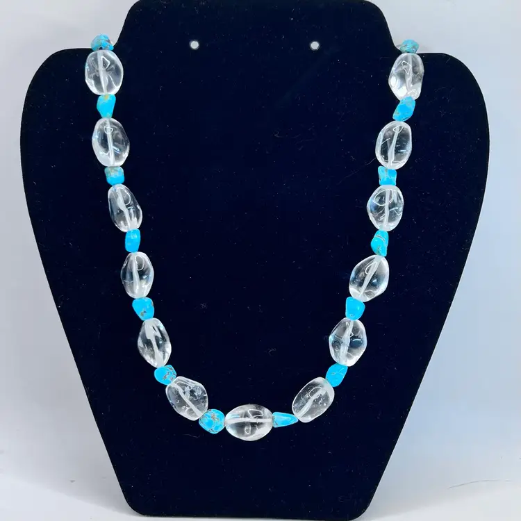 Vintage Lodolite Beads with Genuine Turquoise Necklace