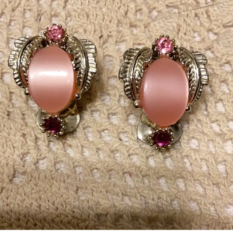 Pink Clip On Earrings