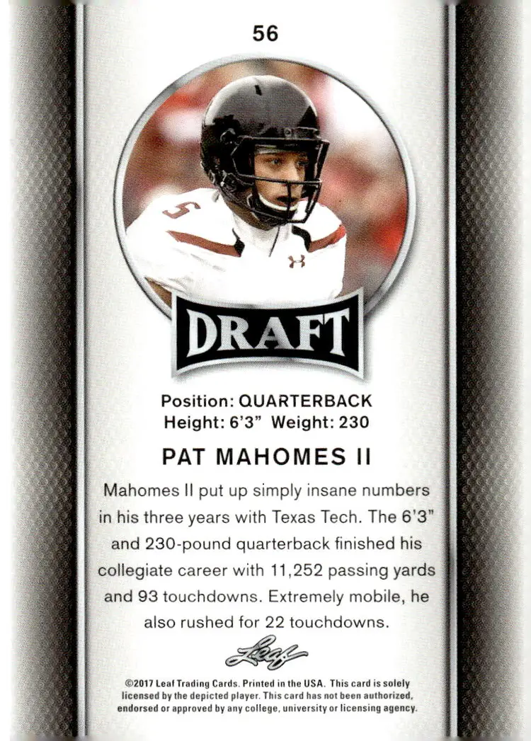 2017 Leaf Draft #56 Pat Mahomes II