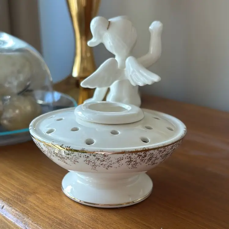 Holt Howard Angel Flower Frog Candle Holder