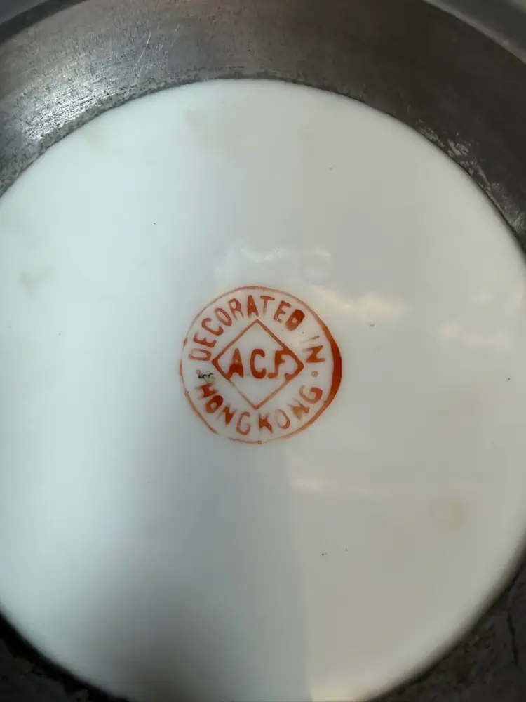 🌼 Vintage Hand-Decorated Floral Bowl – A.C.F. Hong Kong