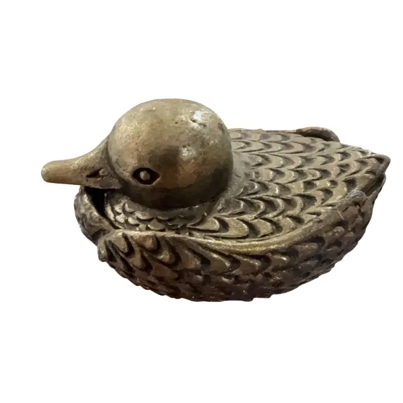 Mini Brass Duck Trinket Box