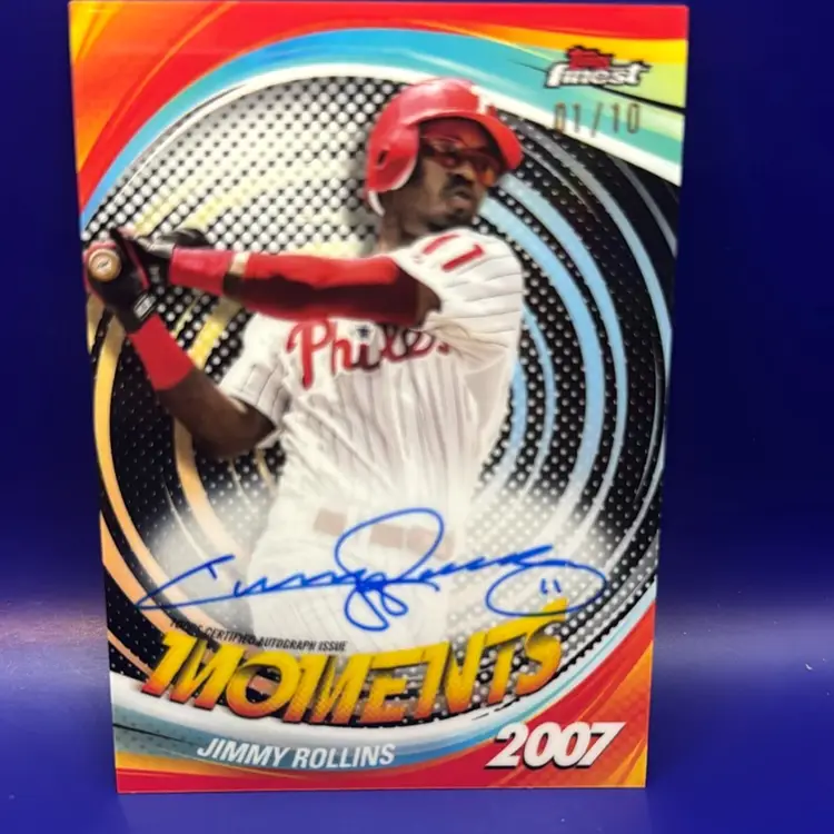 Jimmy Rollins 2025 Topps Finest Finest Moments Autographs Black Refractor #1/10 Philadelphia Phillies