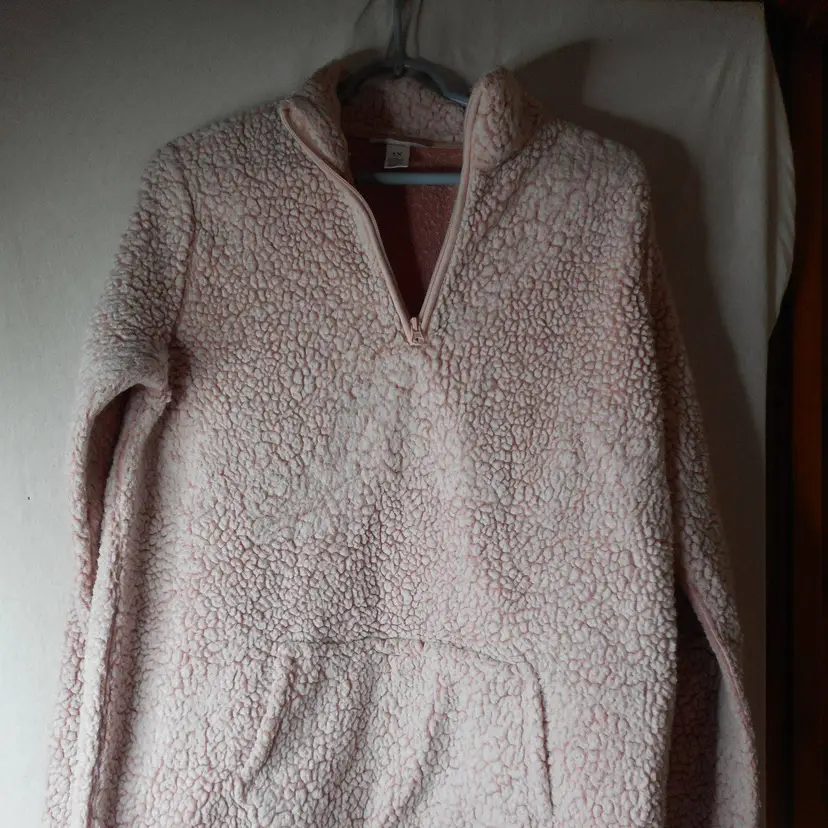 Fleece 1X Pink Pullover 1/4 zip henley long sleeve top Just be