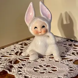 Vintage Lefton Sugared Pixie Baby Bunny Easter 3” high