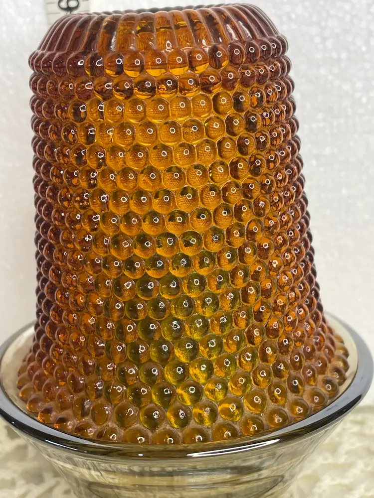 Vintage Duncan Miller Amber Fairy Lamp Top Married To A Glass Candle Holder