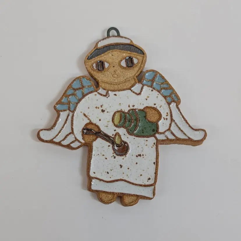 Vintage St. Andrews Abbey Ceramic Nurse Angel Christmas Ornament Medicine Bottle