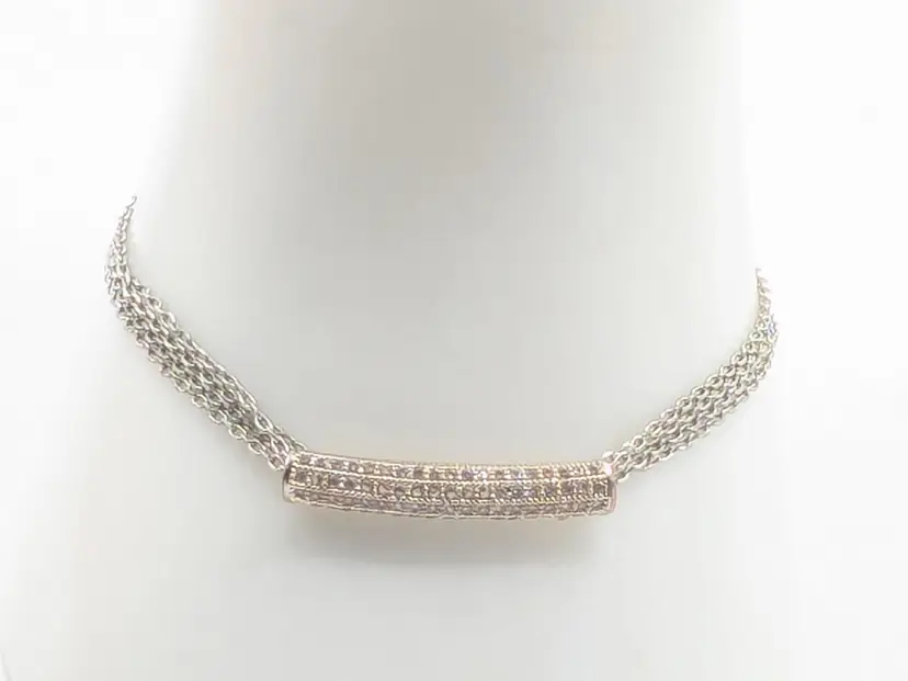 Vintage Banana Republic  Silver Tone Multi-Strand Bar Bracelet with Rhinestones