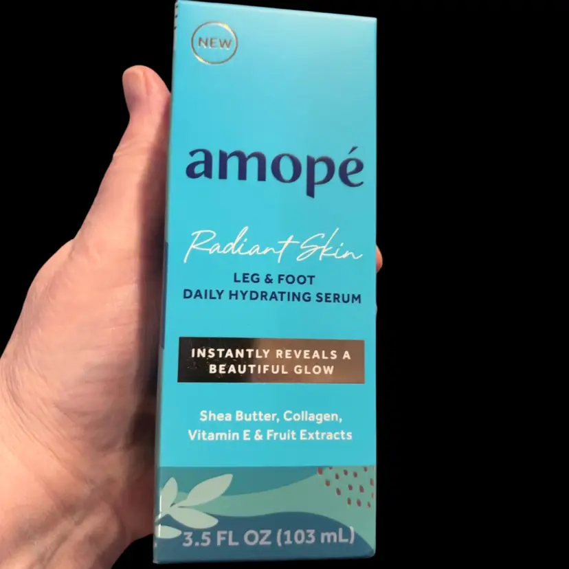 Amope Radiant Skin Leg And Foot Daily Hydrating Serum Instantly Reveals A Beautiful Glow, Shea, Butter, Collagen, Vitamin E And Fruit Extracts 3.5 Fluid Ounces