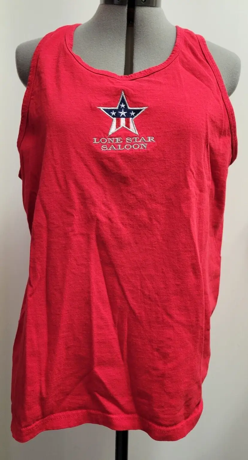 Embroidered Lone Star Saloon Men's Gay Bar Muscle Tank Top Size Large Bear Biker