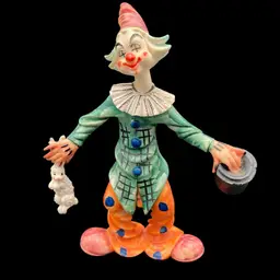 Vintage Resin Comoy’s of London Clown with Rabbit and Hat, Made in Italy, 9.25"