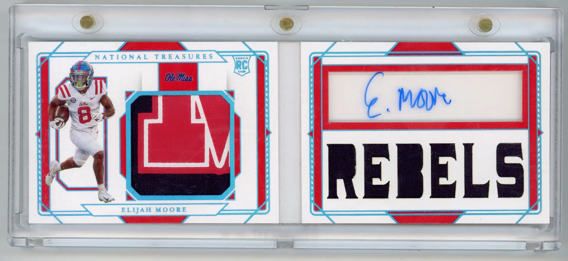 2021 National Treasures Collegiate ELIJAH MOORE /25 Rookie Patch Auto Booklet SP #176 OLE MISS