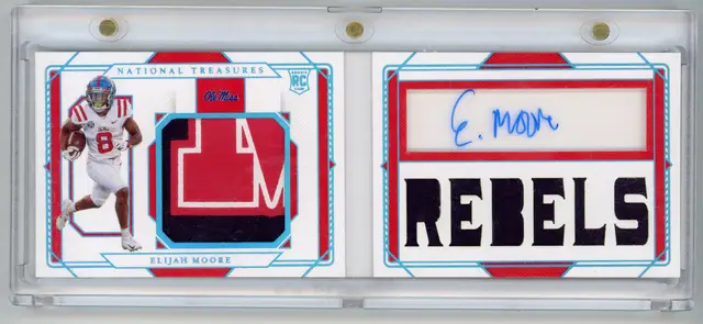 2021 National Treasures Collegiate ELIJAH MOORE /25 Rookie Patch Auto Booklet SP #176 OLE MISS
