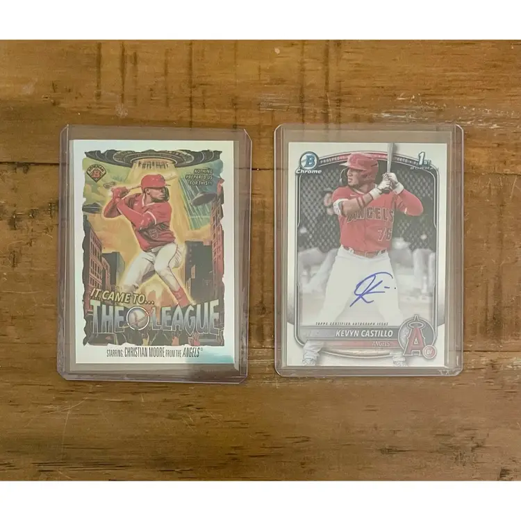 Los Angeles Angels Prospects Cards: Christian Moore & Kevyn Castillo 1st Bowman Auto