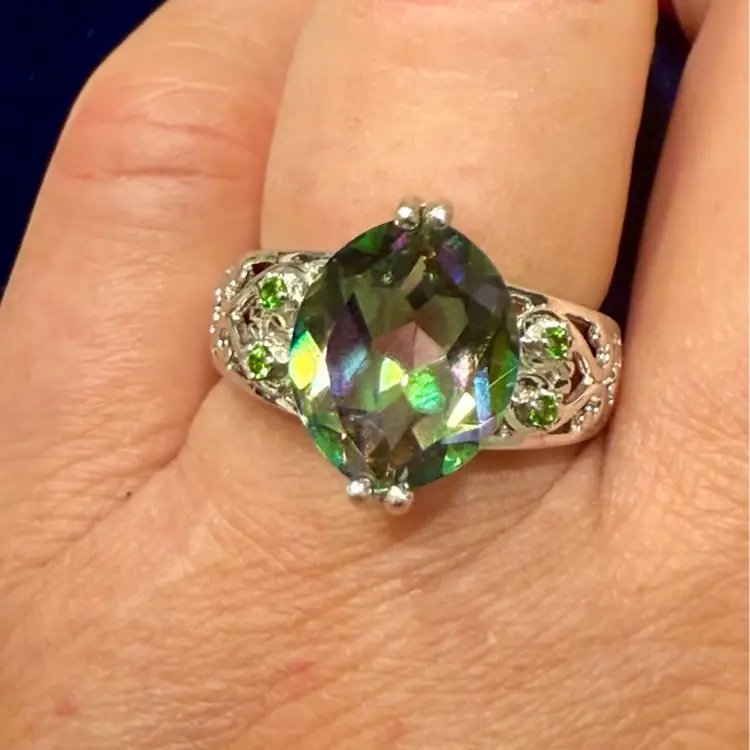 Bangkok Ratnaraj BBJ 925 Sterling Silver Mystic Topaz Ring, Size 7, 5g