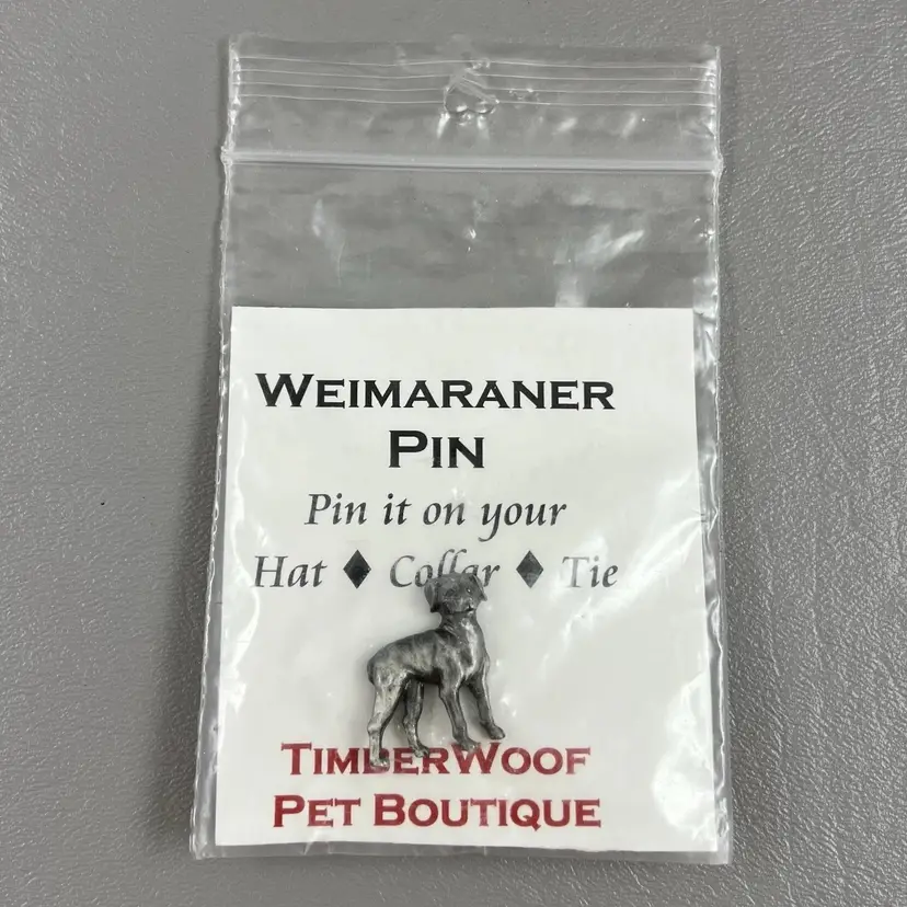 Weimaraner Dog Hat Collar Tie Pin Silver Tone 1"