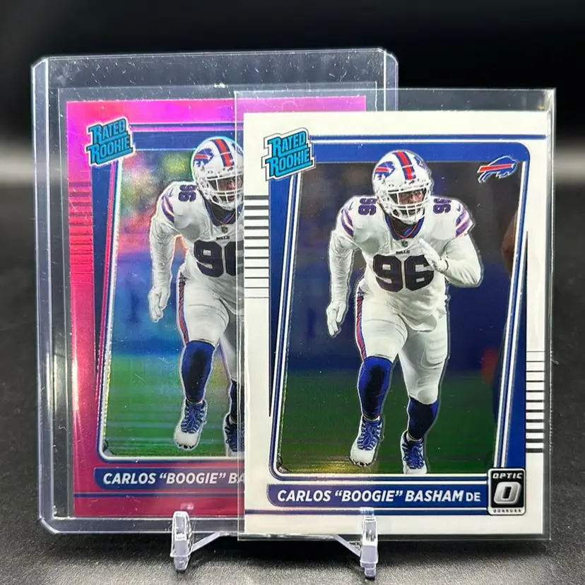 Carlos “Boogie” Basham 2021 Optic Base And Pink Rated Rookie Lot Buffalo Bills