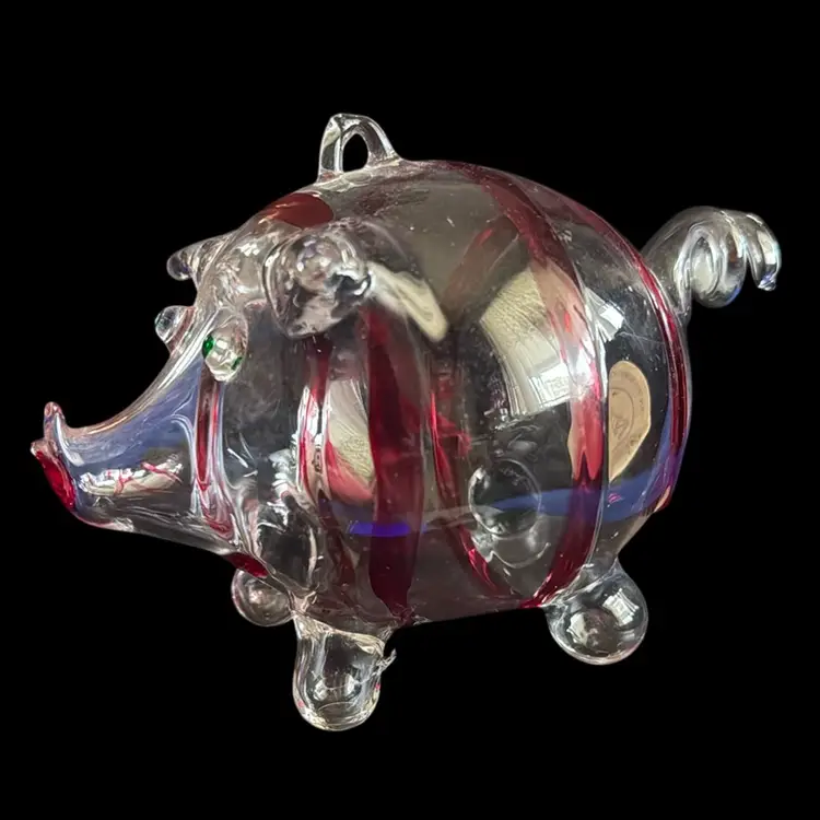 Handblown Artisan Glass Pig Ornament -Italy