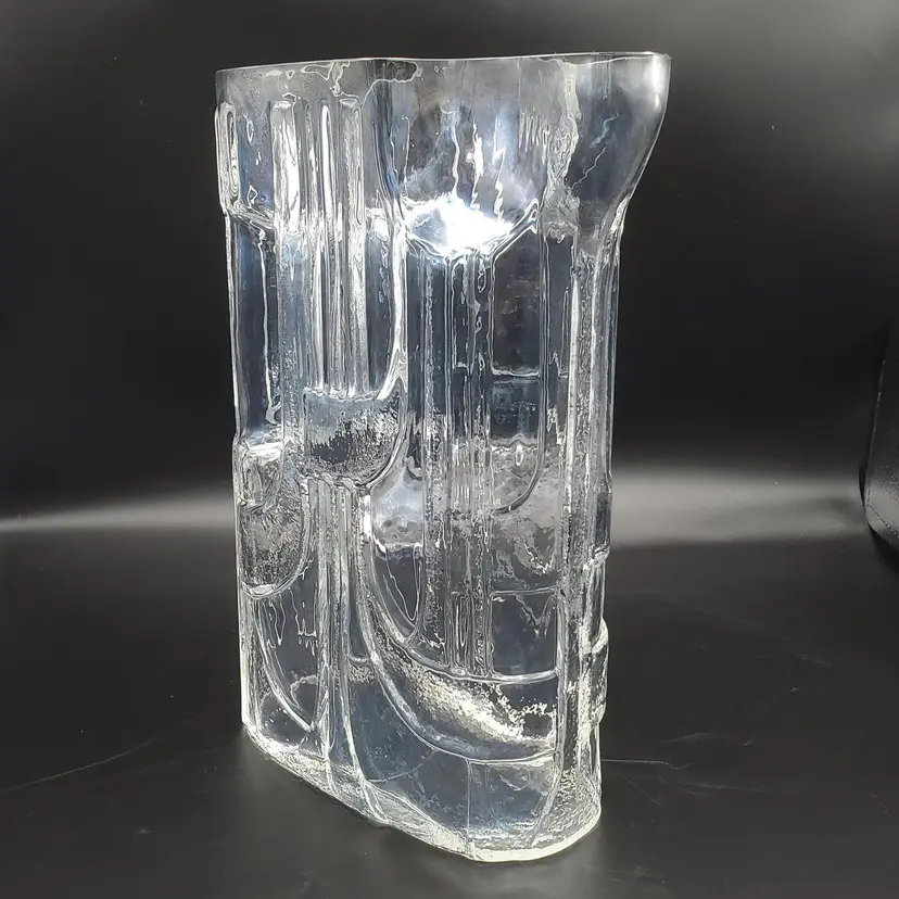 Vintage Claus Josef Riedel Refrigerator Pitcher, Lead Crystal, Art Deco, Etched Logo, Iridescent