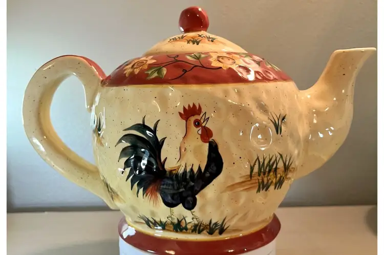 Rustic Farmhouse Rooster Teapot Coffee Pot, Unbranded