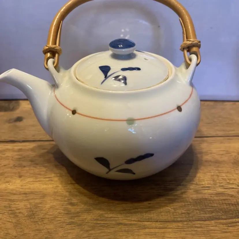 teapot with wooden handle 6.5” X5”
