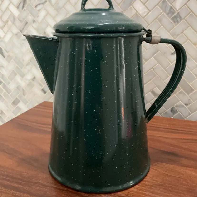 108a Green Metal Coffee Pot