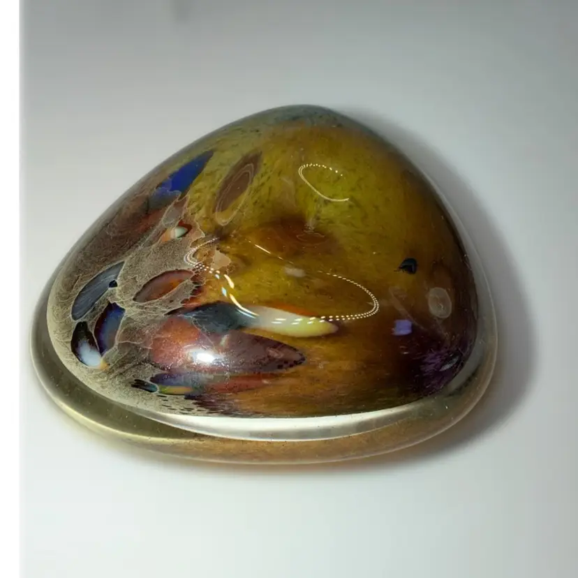 Seattle Glass Blowing Studio Hand Blown  Abstract Multi-color Paperweight 2011